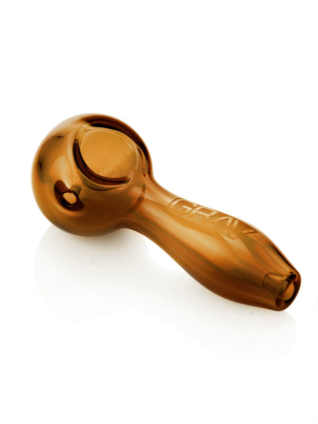 GRAV Classic Spoon Hand Pipe in Amber, Compact 4" Borosilicate Glass, Side View