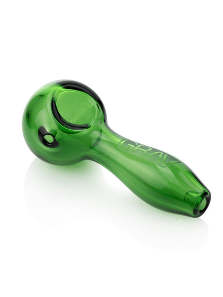 GRAV Classic Spoon in Green, 4" Compact Borosilicate Glass Hand Pipe, Portable Design