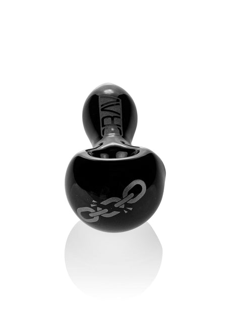 GRAV Classic Spoon Pipe - Compact Black Hand Pipe with Last Prisoner Project Logo - Front View