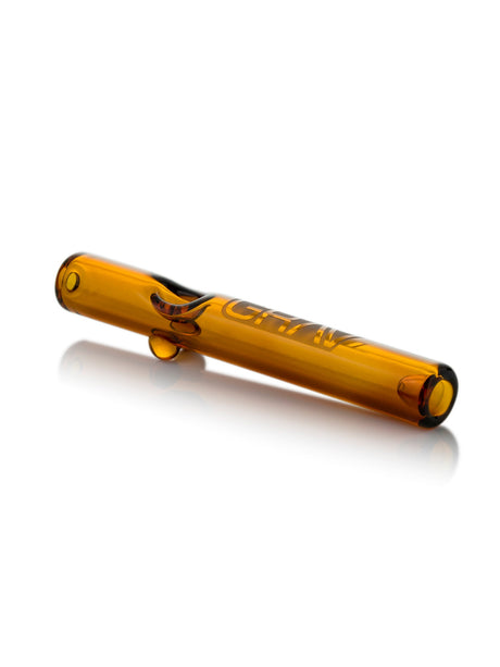 GRAV Classic Steamroller in Amber - Side View on White Background, 7" Borosilicate Glass
