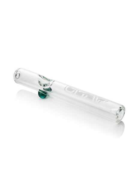GRAV Clear Classic Steamroller hand pipe with etched label, 7" length, side view on white background