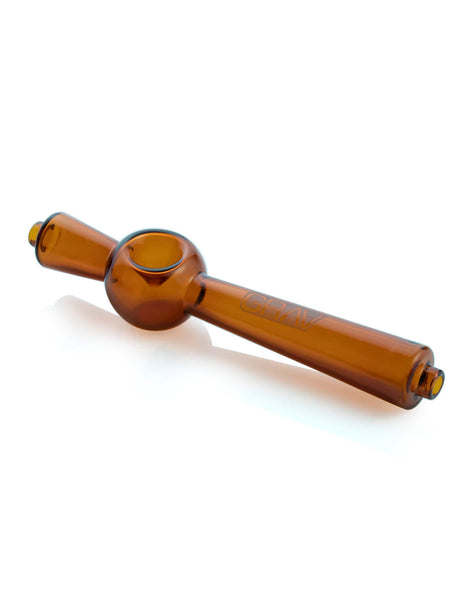 GRAV Deco Steamroller in Amber - Compact 5.5" Glass Hand Pipe with Deep Bowl - Side View