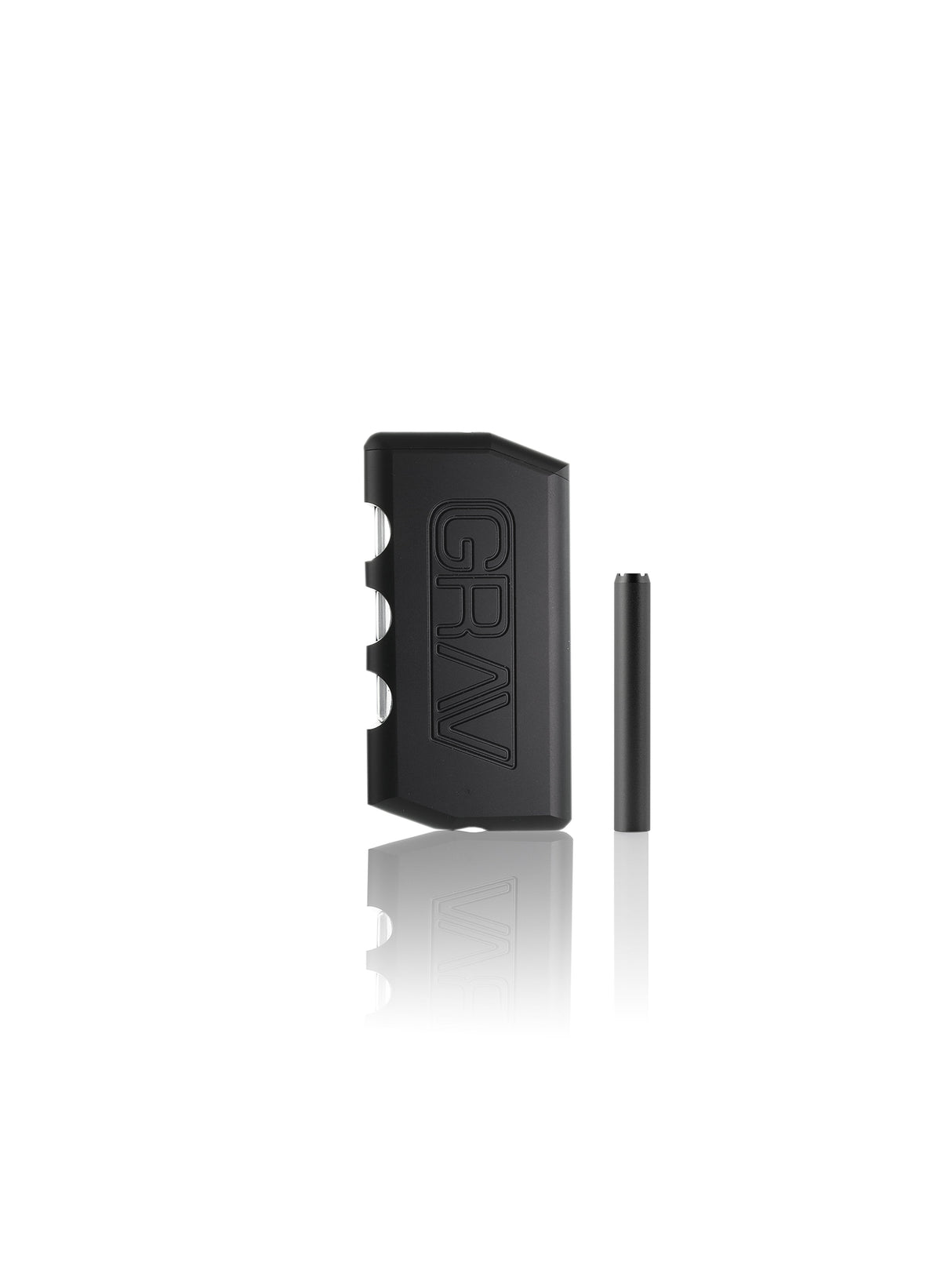 GRAV Dugout in Black - Compact 3.5" Aluminum Hand Pipe with Storage - Front View