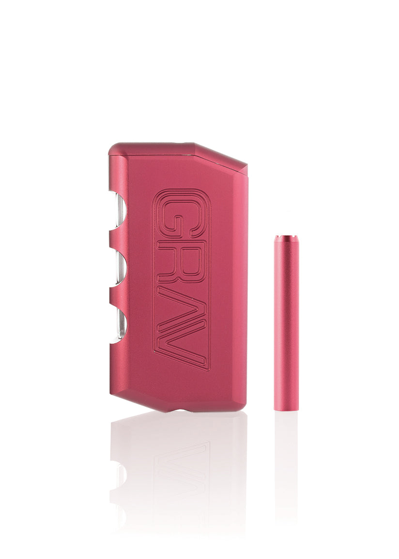 GRAV Dugout in Blush - Compact Aluminum Hand Pipe with Storage - Front View