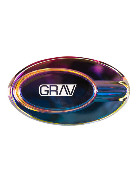 GRAV Ellipse Ashtray in Iridescent Color, Top View on White Background