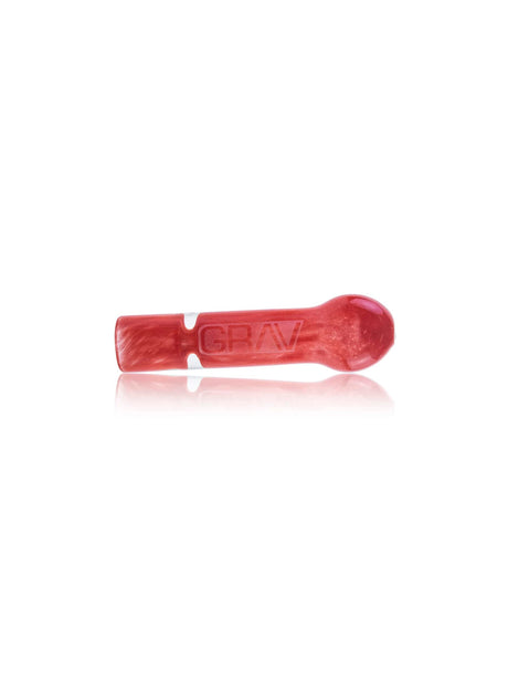 GRAV Frit Chillum in Cherry Red - Compact Hand Pipe with GRAV Logo - Front View