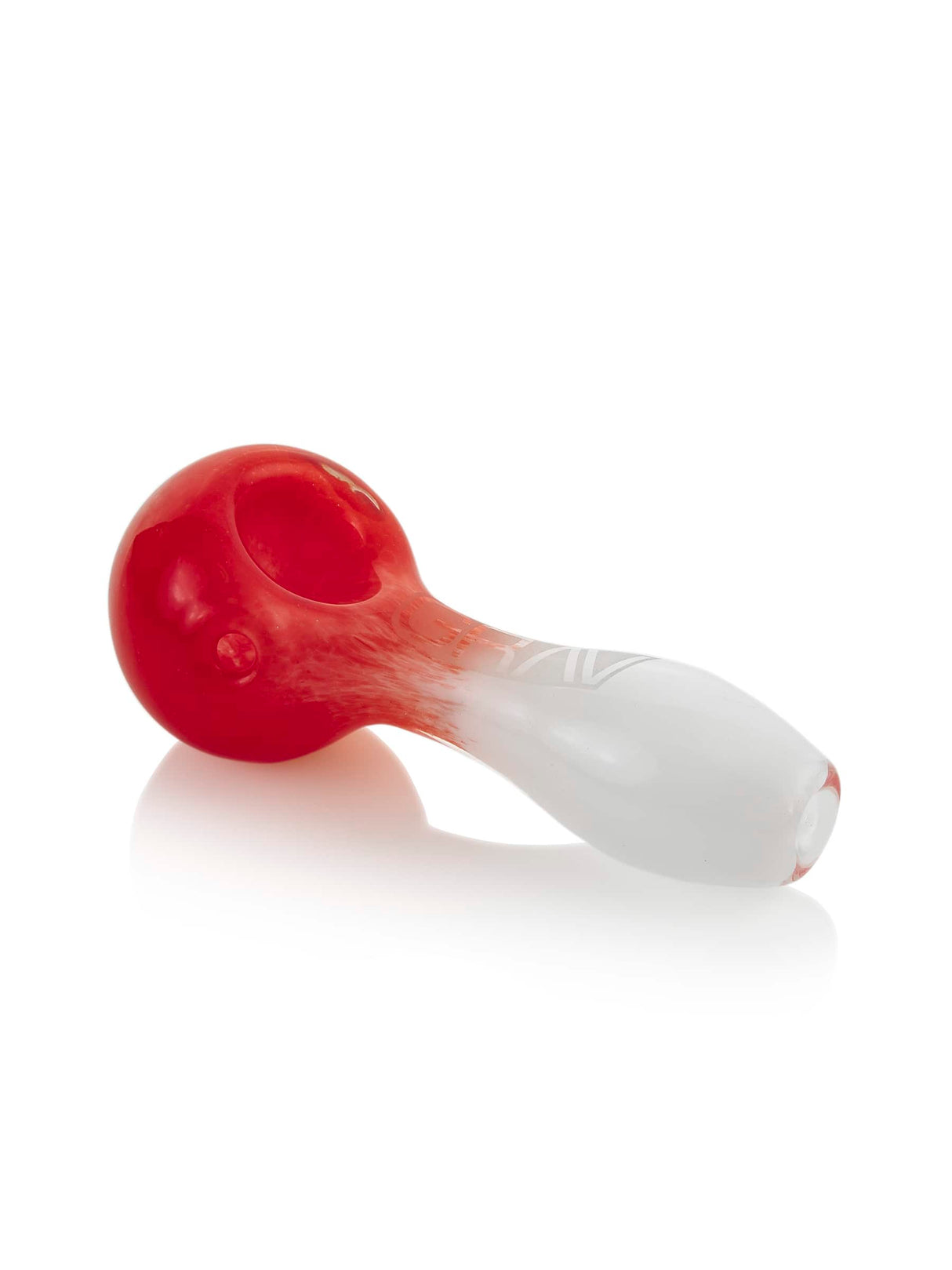 GRAV Frit Spoon Hand Pipe in Cherry Red, 4" Compact Borosilicate Glass, Side View