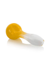 GRAV Frit Spoon Pipe in Goldenrod Yellow, 4" Compact Borosilicate Glass, Side View