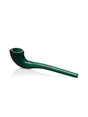 GRAV Gandalfini Glass Pipe in Lake Green with elongated stem, side view on white background