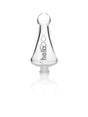GRAV Helix 14mm clear glass mouthpiece attachment with etch design, front view on white background