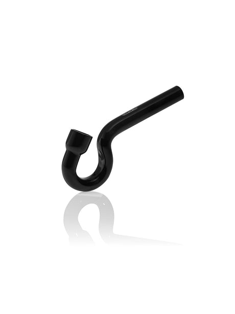 GRAV Hook Hitter hand pipe in black, 4" borosilicate glass, side view on white background
