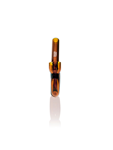 GRAV Hook Hitter hand pipe in amber color, front view on white background, perfect for dry herbs