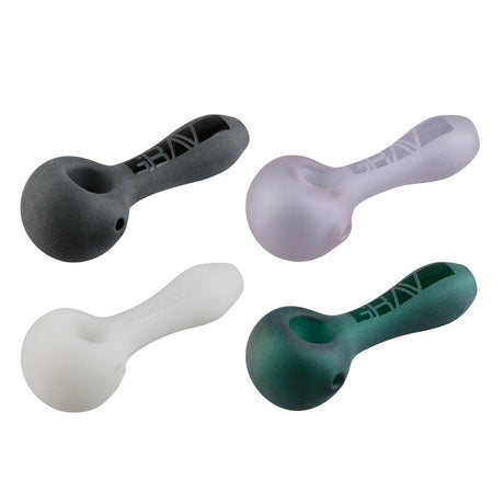 Assorted GRAV Labs Frosted Spoon Pipes in 25mm/4" Sizes, Borosilicate Glass, Colors Vary