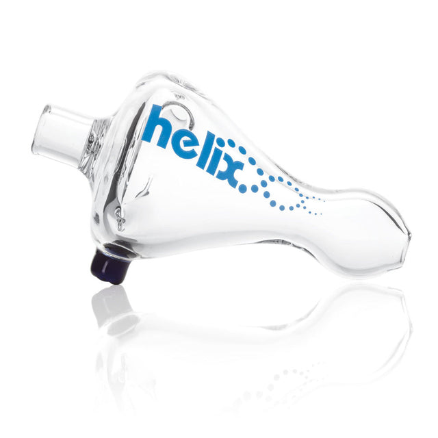 GRAV Helix Chillum hand pipe in clear borosilicate glass, 2.5" length, side view on white background