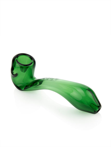 GRAV Large Sherlock Hand Pipe in Green, 6" Length, Portable Borosilicate Glass, Side View