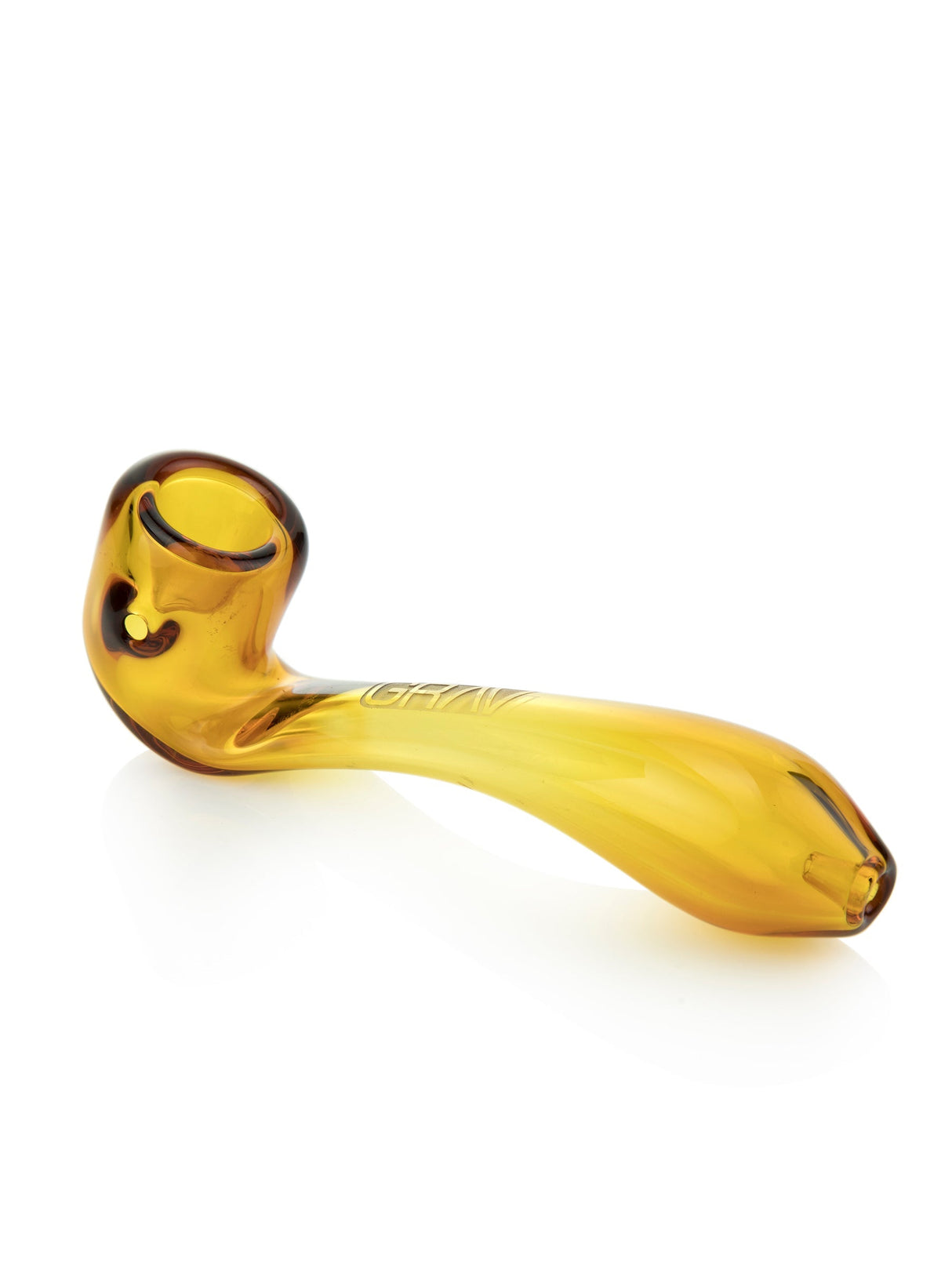 GRAV Large Sherlock Hand Pipe in Amber, 6" Long, Portable Borosilicate Glass, Side View