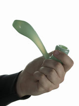 Hand holding GRAV Large Sherlock Pipe in Green, Compact Borosilicate Glass, 6" Length