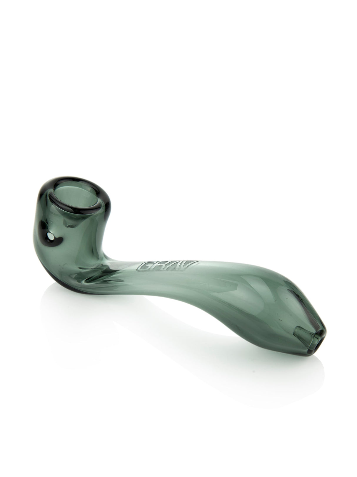 GRAV Large Sherlock Hand Pipe in Smoke - Compact 6" Borosilicate Glass, Side View