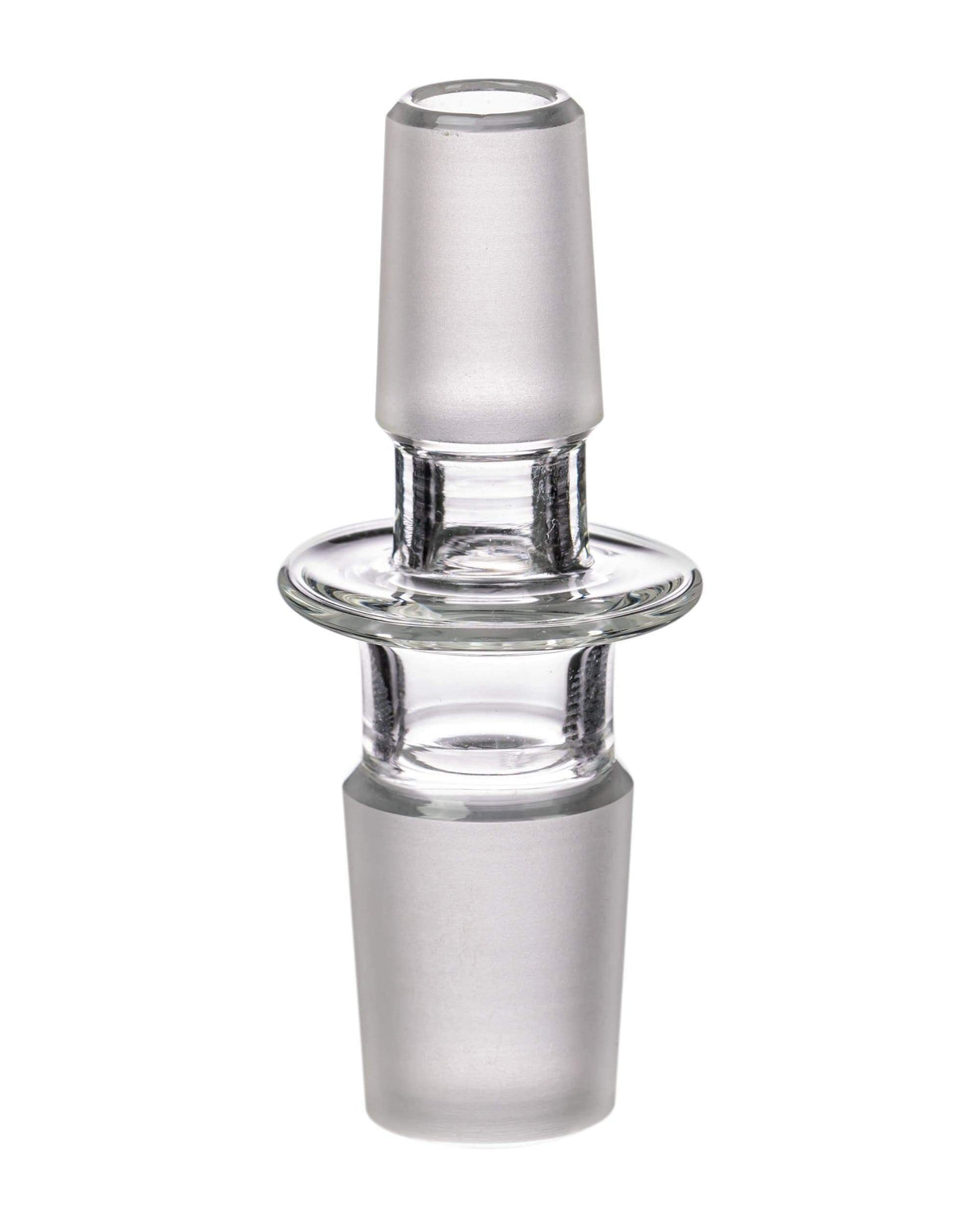 GRAV Male to Male Joint Adapter, clear borosilicate glass, 18mm to 14mm, front view on white background