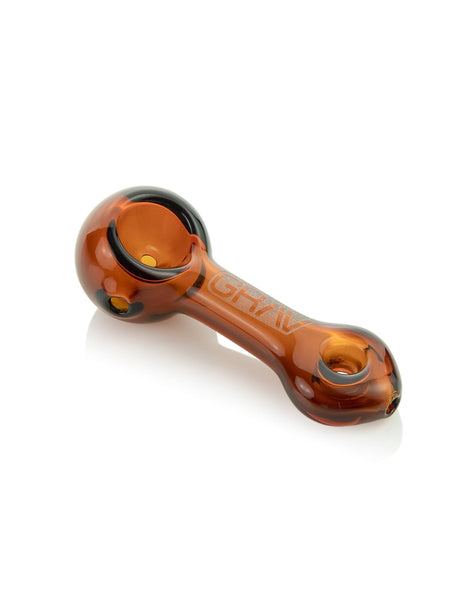 GRAV Mini Spoon Pipe in Amber - Compact 3" Hand Pipe with GRAV Logo - Side View