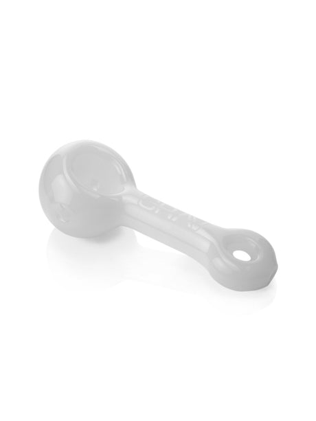 GRAV Mini Spoon in White - Compact 3" Borosilicate Glass Hand Pipe with Deep Bowl