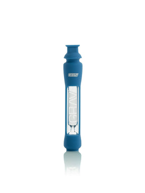 GRAV Octotaster with Silicone Skin in Blue, 12mm Borosilicate Glass, Front View on White Background