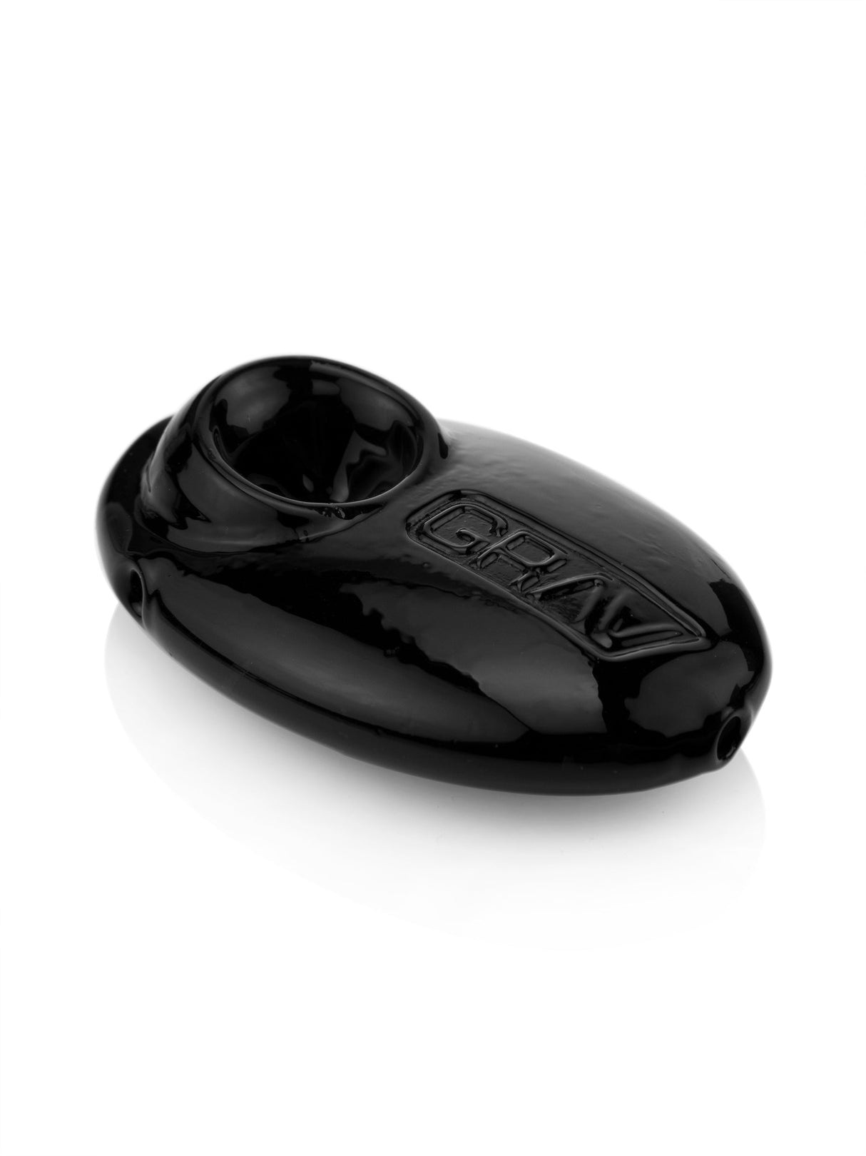 GRAV Pebble Spoon Hand Pipe in Black - Compact Borosilicate Glass - Top View
