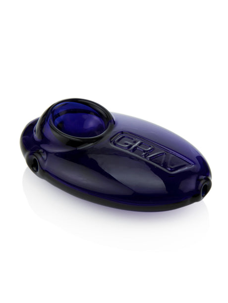 GRAV Pebble Spoon in Blue - Compact Borosilicate Glass Hand Pipe with Deep Bowl