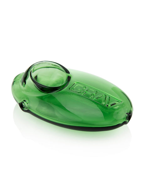 GRAV Pebble Spoon in Green - Compact Borosilicate Glass Hand Pipe with Deep Bowl