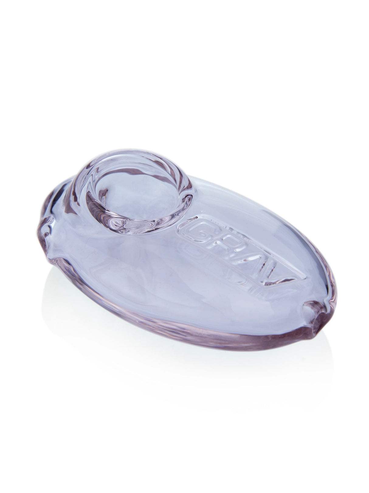 GRAV Pebble Spoon in Lavender - Compact Borosilicate Glass Hand Pipe for Dry Herbs, Side View