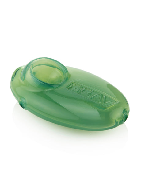 GRAV Pebble Spoon in Mint Green, Compact Borosilicate Glass Hand Pipe, Side View