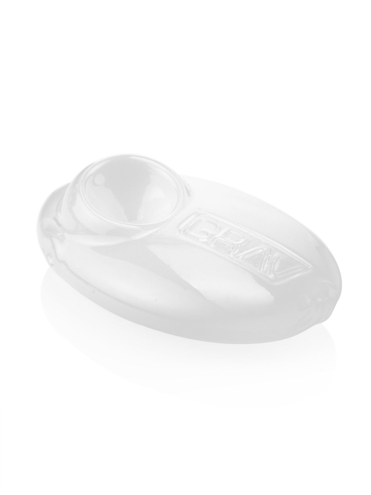 GRAV Pebble Spoon in White - Compact Borosilicate Glass Hand Pipe for Dry Herbs, 3" Size