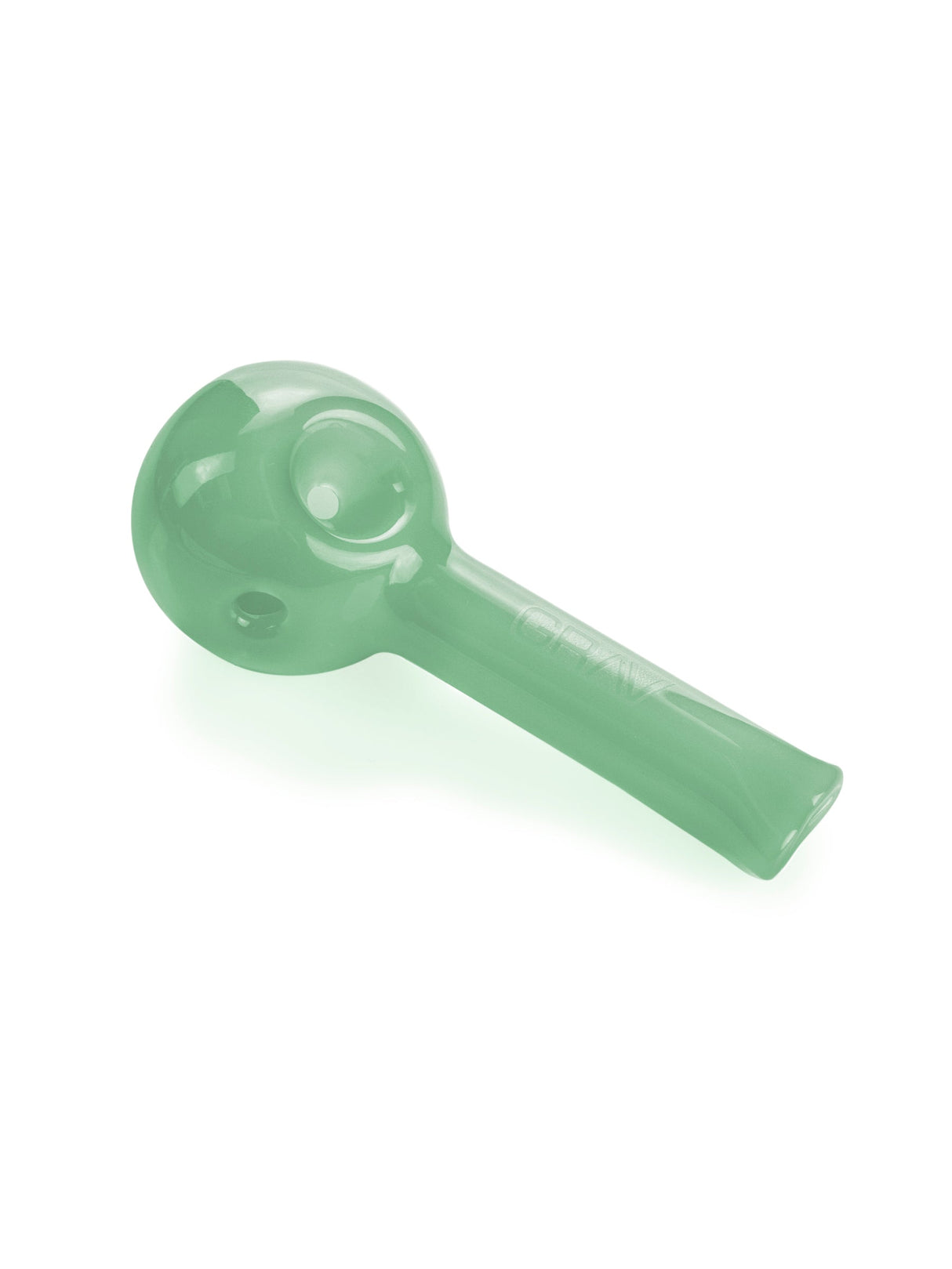 GRAV Pinch Spoon in Green - Compact Borosilicate Glass Hand Pipe with Deep Bowl