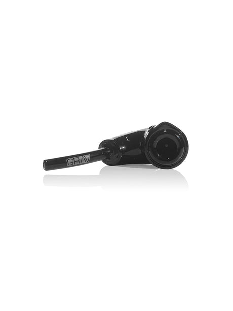 GRAV Rocker Sherlock Pipe in black, 6.5" borosilicate glass, angled side view