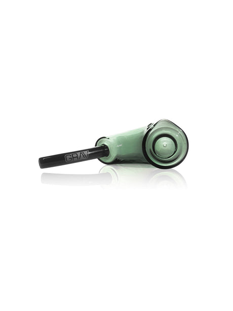 GRAV Rocker Sherlock Pipe in Green, Compact 6.5" Borosilicate Glass, Angled Side View