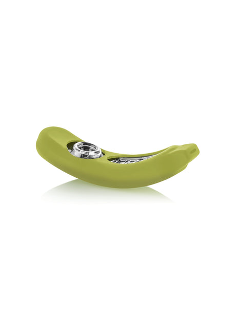 GRAV Rocker Steamroller in Avocado Green with Silicone Skin and Borosilicate Glass, Front View
