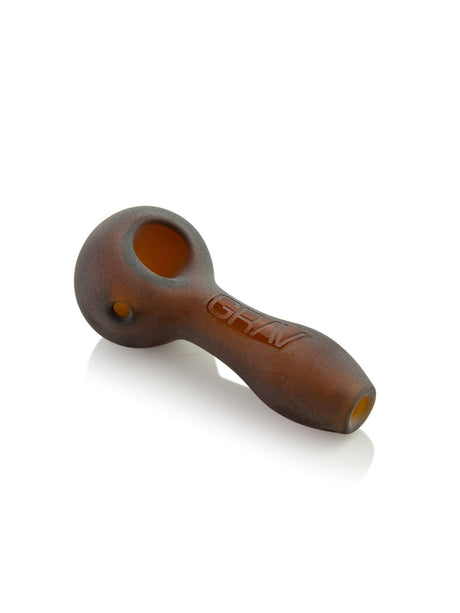 GRAV Sandblasted Spoon Pipe in Amber - Durable 4mm Thick Glass - Portable Design