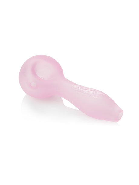 GRAV Sandblasted Spoon in Pink - Compact 4" Borosilicate Glass Hand Pipe with Deep Bowl