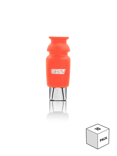 GRAV Silicone-capped Glass Crutch in Scarlet Orange, 10 Pack, Front View on White Background