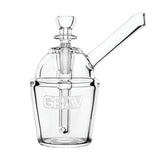 GRAV Slush Cup Pocket Bubbler in Clear Borosilicate Glass, Front View, 4.25" Tall with 10mm Female Joint