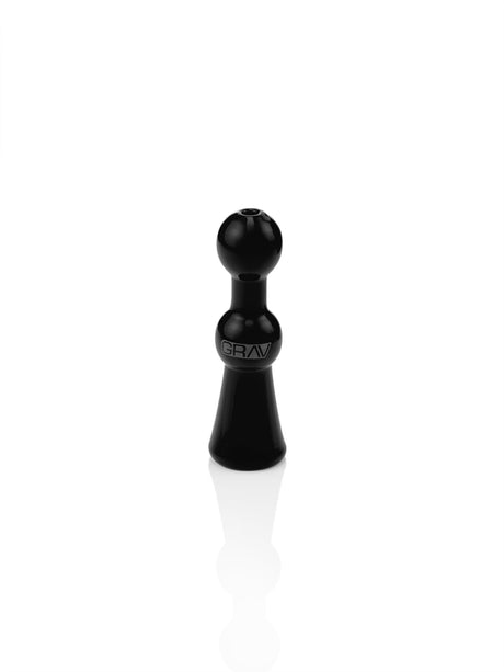 GRAV Small Bell Chillum in Black - Front View on White Background - Compact Borosilicate Glass Pipe