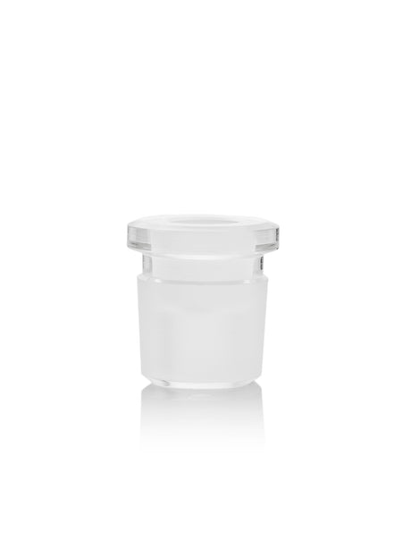 GRAV Stax clear borosilicate glass adapter, 34mm to 19mm, front view on white background