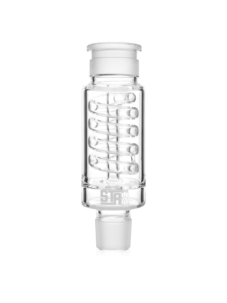 GRAV Stax Coil Perc clear borosilicate glass bong accessory with beaker design, front view