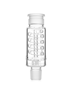 GRAV Stax Coil Perc clear borosilicate glass bong accessory with beaker design, front view