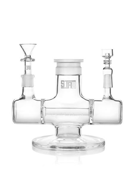 GRAV Stax Clear Borosilicate Glass Inline Base for Bongs, Front View with Dual Function