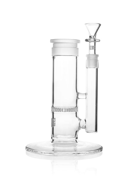 GRAV Stax Honeycomb Perc clear bong part with 90 degree joint and 7" height, front view