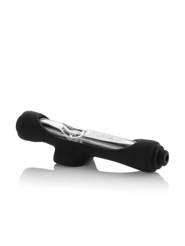 GRAV Steamroller with Black Silicone Skin, Compact Borosilicate Glass, Side View