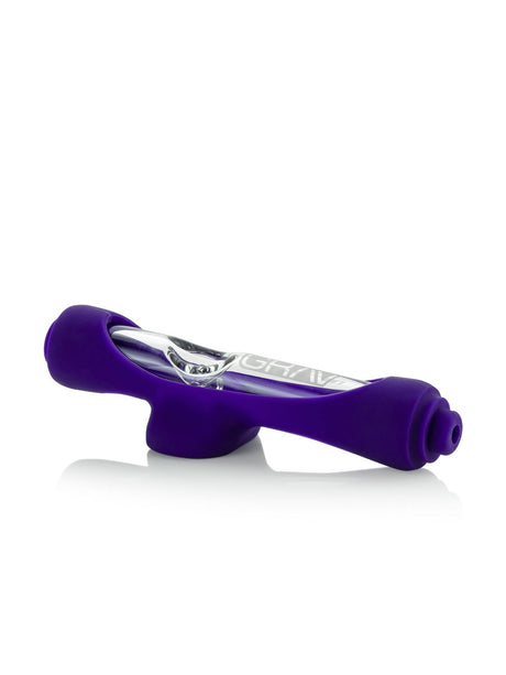 GRAV Steamroller with Purple Silicone Skin, Borosilicate Glass, Portable Design, Side View