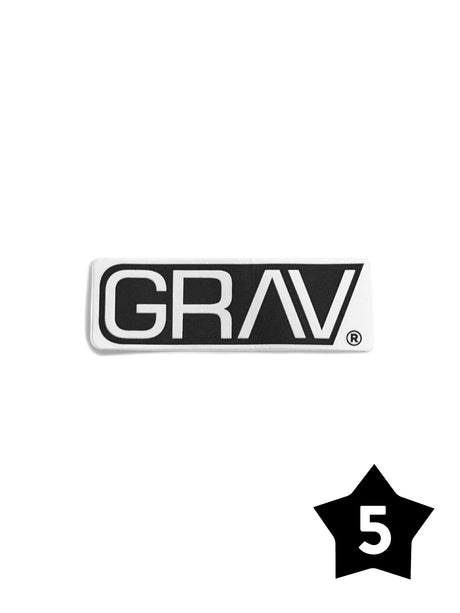 GRAV Sticker Pack of 5 - Black and White Logo Design - Front View