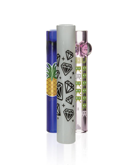 GRAV Whimsical Taster Hand Pipes - Front View with Colorful Designs